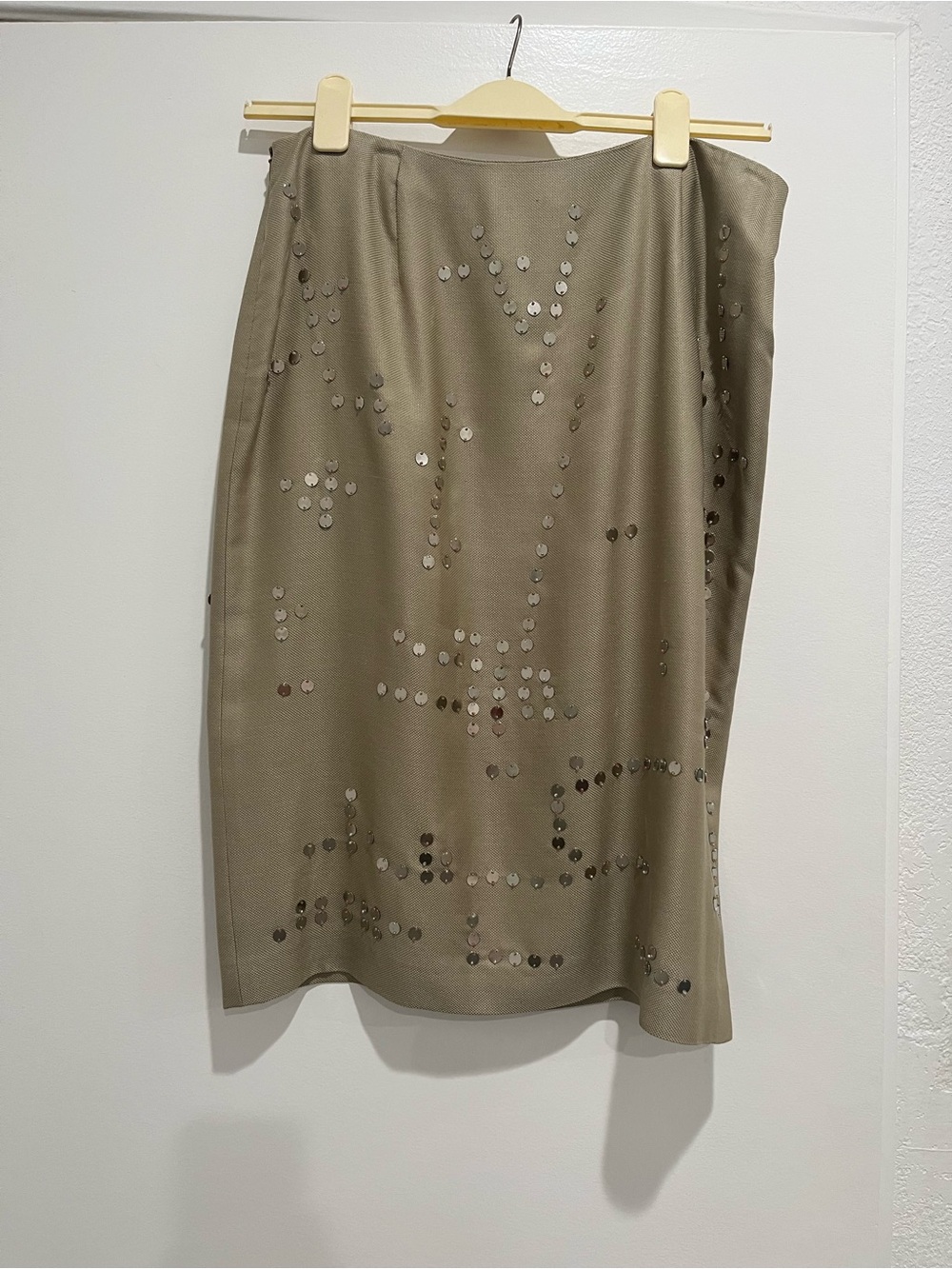 Valentino Olive Sequin Midi Skirt